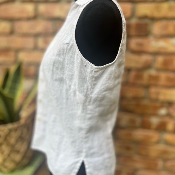 RICHARD MALCOLM IRISH LINEN SMALL WHITE SLEEVELESS BUTTON DOWN SUMMER SPRING TOP - Picture 12 of 13